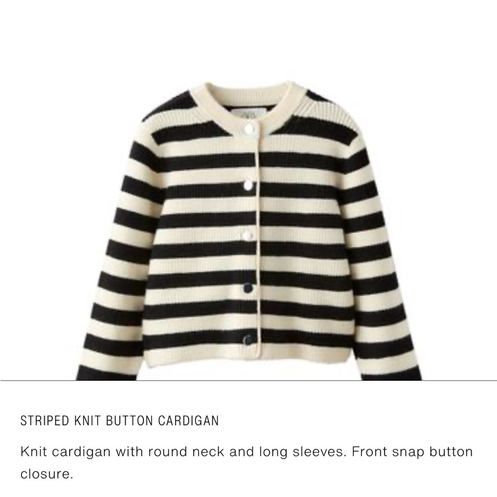 Striped Black and White Knit Button Cardigan